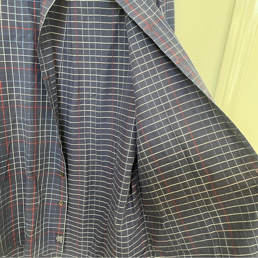 VTG BURBERRY London USA Button Down Shirt XL Blue Red White Check DOT PATTERN - Picture 10 of 16